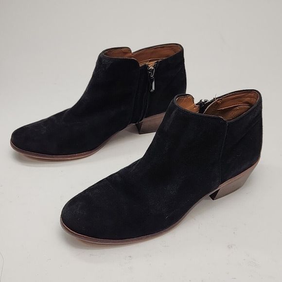 Sam Edelman Ankle Bootie Black Suede 1.75" Heel Women's 8.5 Zip Boot Shoe - Picture 6 of 16